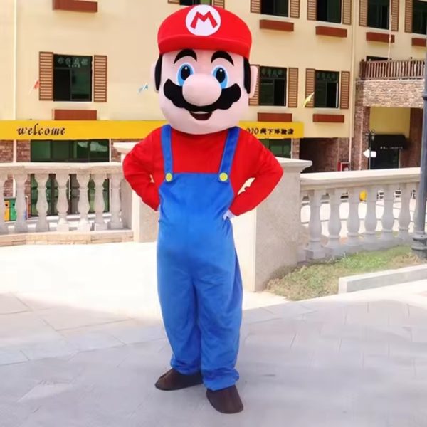 Main-02 Super Mario Mascot Costume Soft Plush Adult Mario Costume Cosplay Walking Character