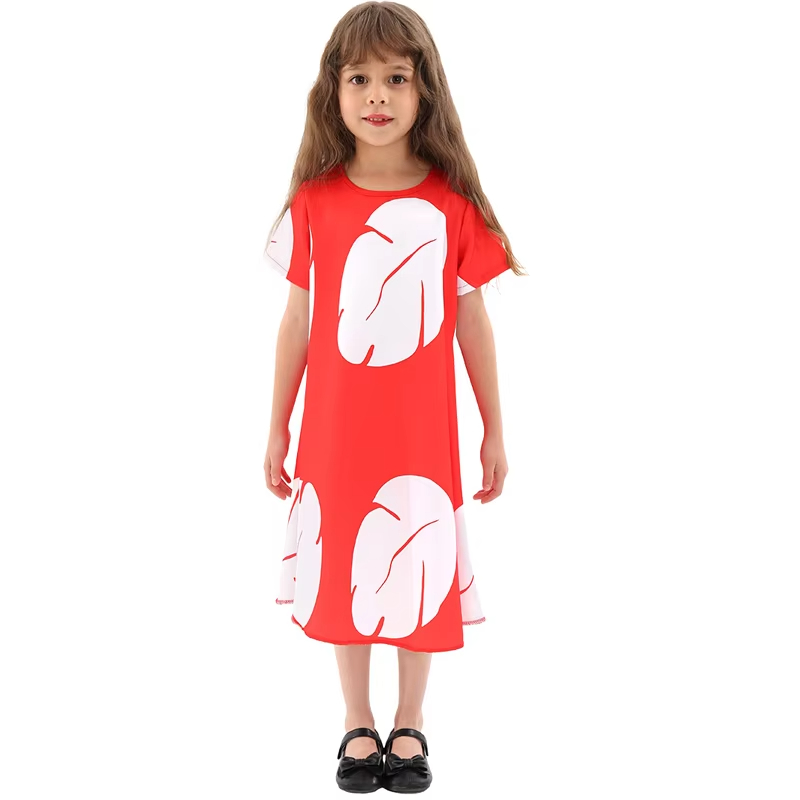 XYYEA Lilo Cosplay Costume Pelekai Girls Cute Red T-shirt Dress for Festival Performance