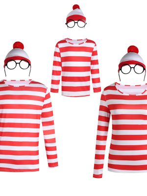 XYYEA Halloween Costume Cosplay British anime Where's Wally parent-child Costume