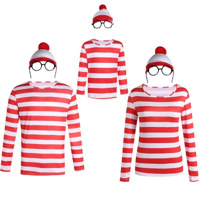 XYYEA Halloween Costume Cosplay British anime Where's Wally parent-child Costume