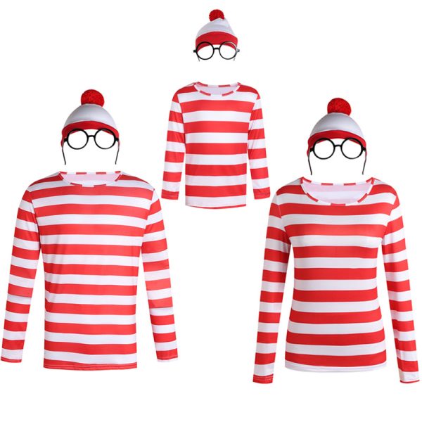 XYYEA Halloween Costume Cosplay British anime Where's Wally parent-child Costume