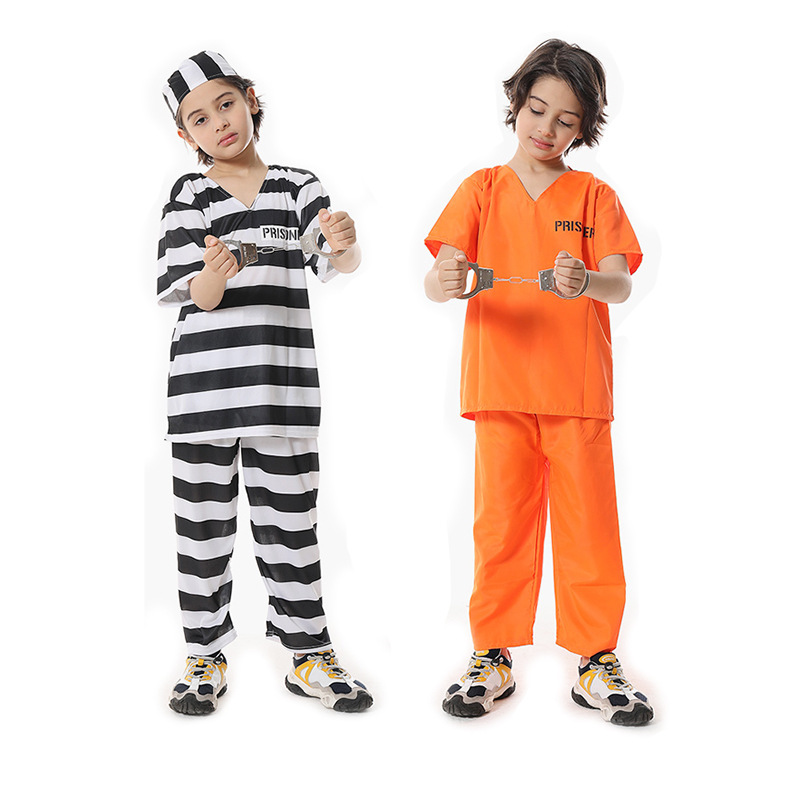 XYYEA Halloween adult prison uniform prisoner costume children's prison uniform striped prisoner costume