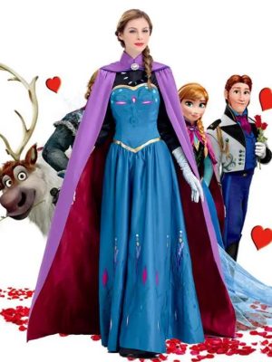 XYYEA Women Dress Women's Princess Anna Adult Elsa Costume With Cloak Gloves