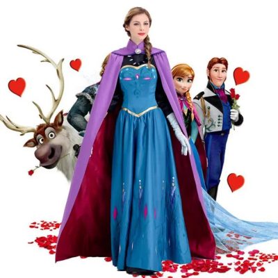 XYYEA Women Dress Women's Princess Anna Adult Elsa Costume With Cloak Gloves