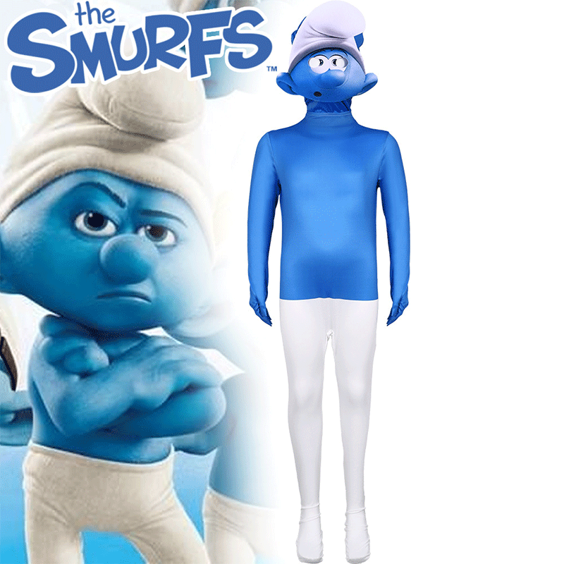 XYYEA Halloween smurfs cosplay costume role play jumpsuit stage performance costumes