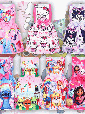 XYYEA Kids Birthday Party Dress Children Summer Casual Bowknot Princess Gabbys Dollhouse Dress