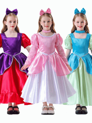 New Design Kids Halloween Carnival Role Play Costume Movie Fairy Tale Princess Dresses for Girls