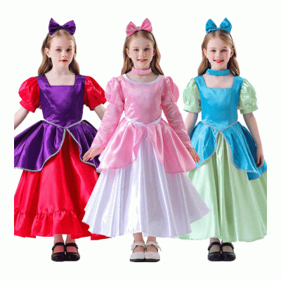 New Design Kids Halloween Carnival Role Play Costume Movie Fairy Tale Princess Dresses for Girls