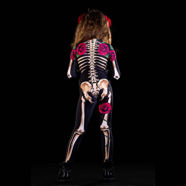 1 (3) Halloween Scary Skeleton Costume Kids Family Horror Skull Jumpsuit Carnival Party