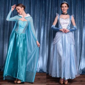 High Quality Ladies Fluffy Blue Princess Dress Anime Cosplay Costume Elegant Queen Princess Dress