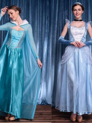 High Quality Ladies Fluffy Blue Princess Dress Anime Cosplay Costume Elegant Queen Princess Dress