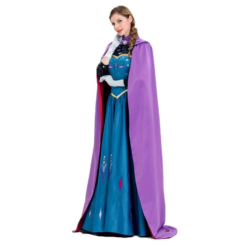 XYYEA Women Dress Women's Princess Anna Adult Elsa Costume With Cloak Gloves