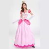 XYYEA Princess Peach Costume Super Mario Dress with Crown Accessories for Women