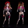 Halloween Scary Skeleton Costume Kids Family Horror Skull Jumpsuit Carnival Party