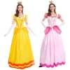 XYYEA Princess Peach Costume Super Mario Dress with Crown Accessories for Women
