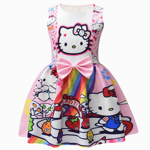 XYYEA Kids Birthday Party Dress Children Summer Casual Bowknot Princess Gabbys Dollhouse Dress