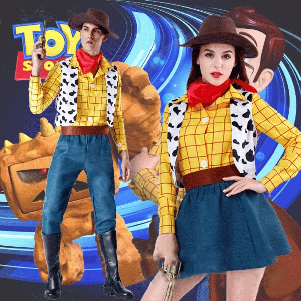 2 Halloween Toy Story Woody Couple Costume TV&Movie Character Western Cowboys and Cowgirl Costume