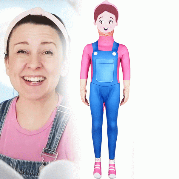 XYYEA Ms. Rachel overalls jumpsuit role play stage performance costume