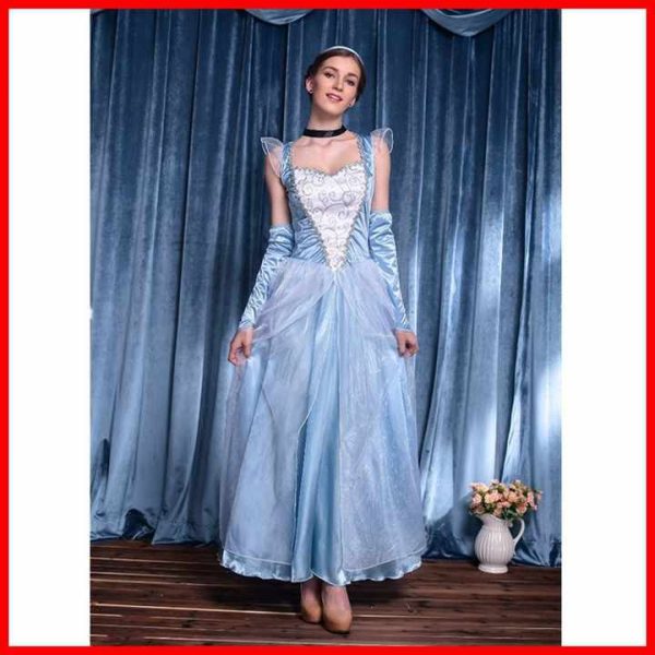 2 (3) High Quality Ladies Fluffy Blue Princess Dress Anime Cosplay Costume Elegant Queen Princess Dress