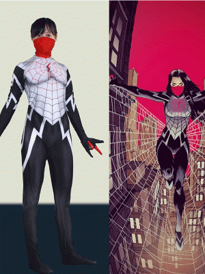 XYYEA Spider Silk Cindy Moon Cosplay Spider-woman Tights Suit From Marvel Movie Onesie
