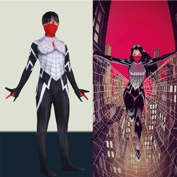4 XYYEA Spider Silk Cindy Moon Cosplay Spider-woman Tights Suit From Marvel Movie Onesie