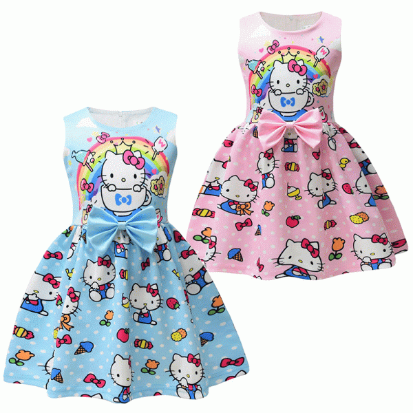 XYYEA Kids Birthday Party Dress Children Summer Casual Bowknot Princess Gabbys Dollhouse Dress