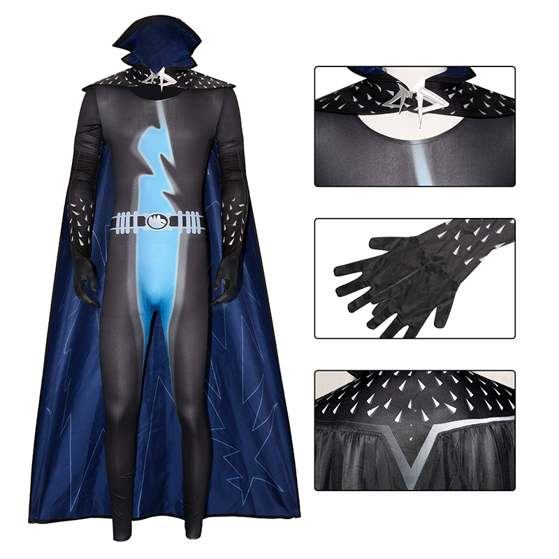 Halloween Carnival Adult Megamind Cosplay Costume Anime Movie Superhero Bodysuit With Cape