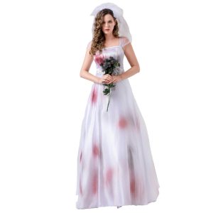 Halloween Cosplay Costumes Women Scary Zombie Corpse Ghost Bride Costume Dress for Adult