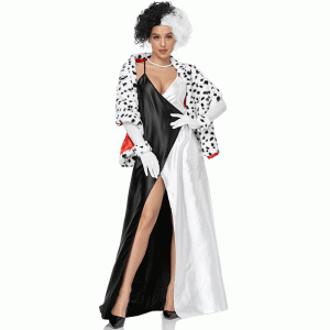 XYYEA Halloween Cruella Spotted Dog Cosplay Halloween Costume Witch Uniform Costume