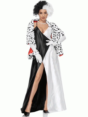 Cruella Spotted Dog Cosplay Costume