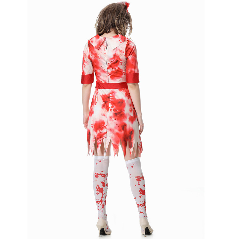 XYYEA Halloween Cosplay Nurse Mary Adult Scary Bloody Zombie Doctor Costume Party