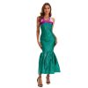 Halloween Costumes Colorful Mermaid Sequin Princess Dress Fishtail Cosplay Mermaid Skirt Kit Adult