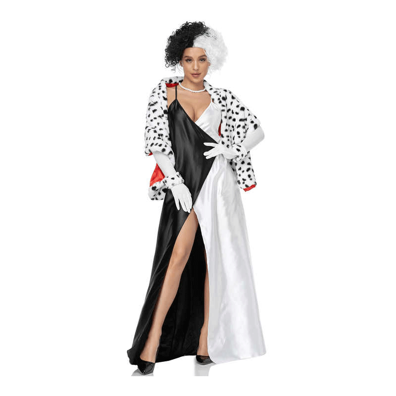XYYEA Halloween Cruella Spotted Dog Cosplay Halloween Costume Witch Uniform Costume