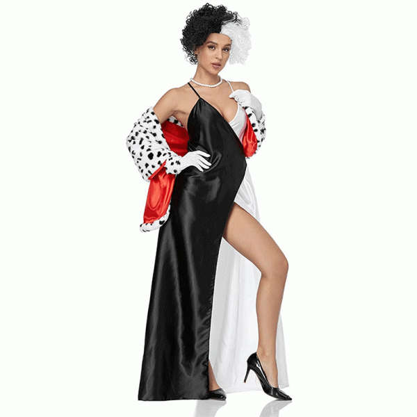 6 Cruella Spotted Dog Cosplay Costume